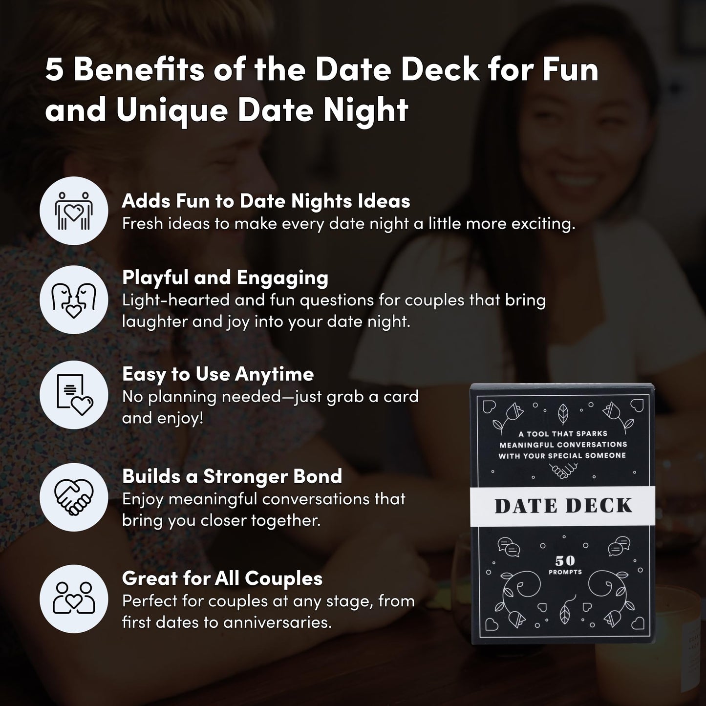 BestSelf Date Deck โ 50 Conversation Cards Engaging for Couples - Fun and Thought-Provoking Date Night Game - Playing Cards to Unlock Deeper Connection and Intimacy