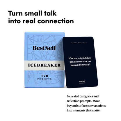 BestSelf Icebreaker Card Deck – 170 Conversation Starters to Spark Meaningful Connections | Ice Breaker Game for Adults, Friends & Couples | Date Night, Team Building & Family Card Game