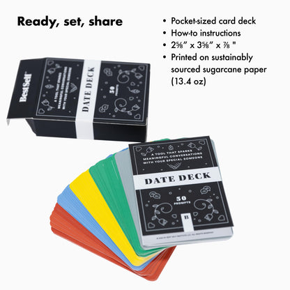 BestSelf Date Deck – 50 Conversation Cards Engaging for Couples - Fun and Thought-Provoking Date Night Game - Playing Cards to Unlock Deeper Connection and Intimacy