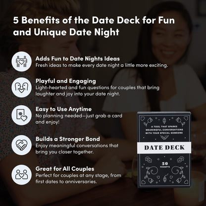 BestSelf Date Deck – 50 Conversation Cards Engaging for Couples - Fun and Thought-Provoking Date Night Game - Playing Cards to Unlock Deeper Connection and Intimacy