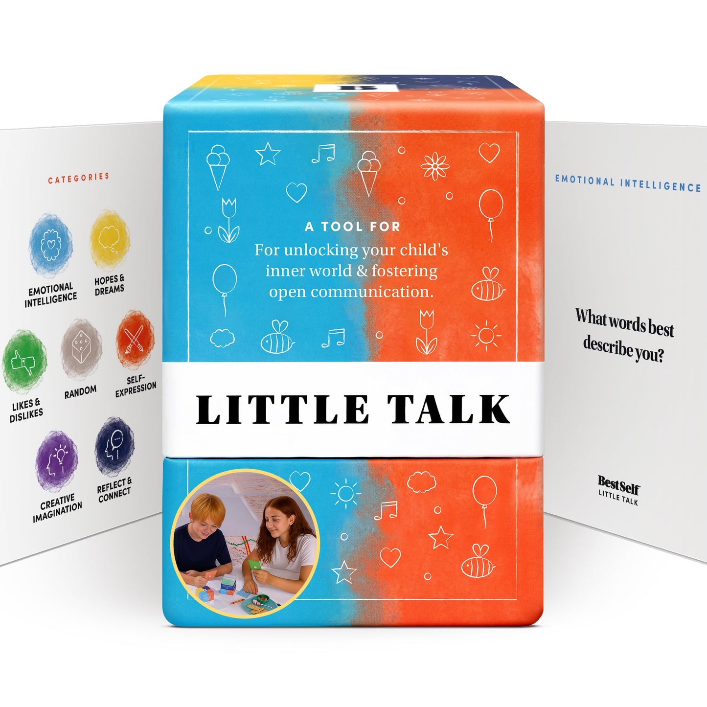 Little Talk Conversation Cards for Kids – 170 Prompts for Social Skills, Family Games, Travel & Therapy – BestSelf Deck for Ages 4-12, ADHD Tools, Homeschool Gifts & Road Trip Activities