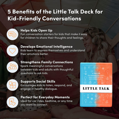 Little Talk Conversation Cards for Kids – 170 Prompts for Social Skills, Family Games, Travel & Therapy – BestSelf Deck for Ages 4-12, ADHD Tools, Homeschool Gifts & Road Trip Activities